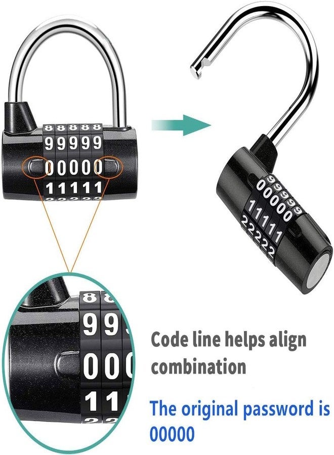 GLIVE (LABEL) 5 Digit Combination Lock Outdoor Waterproof Resettable Number Padlock Set Your Own for Gym, School Locker, Sports, Hasp Cabinet, Fence, Gate, Toolbox (Black) - Image 2